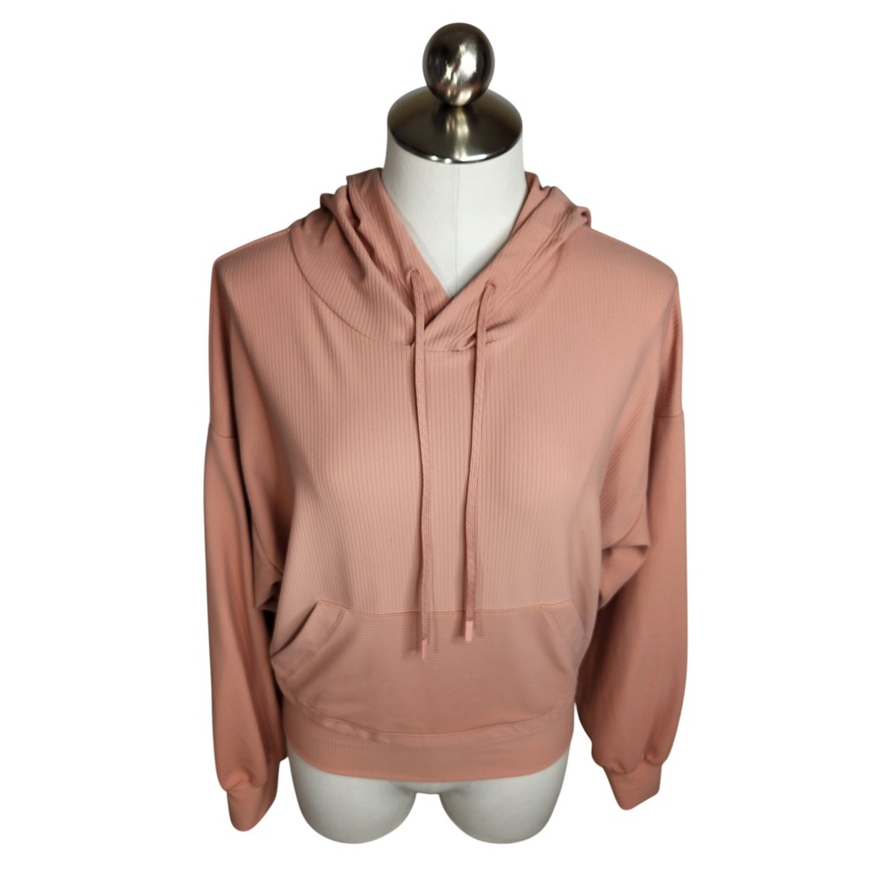 Rhone Hoodie Women Small Pink Ripple Knit Long Sleeve Pullover Activewear